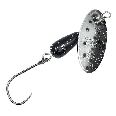 Barbless Single Hook  Black Silver Speckled