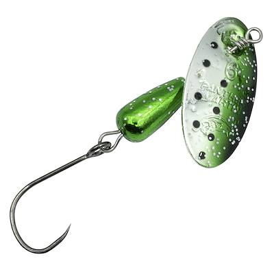 Barbless Single Hook  Green Silver Speckled