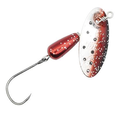 Barbless Single Hook  Red Silver Speckled